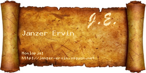 Janzer Ervin névjegykártya