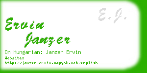 ervin janzer business card